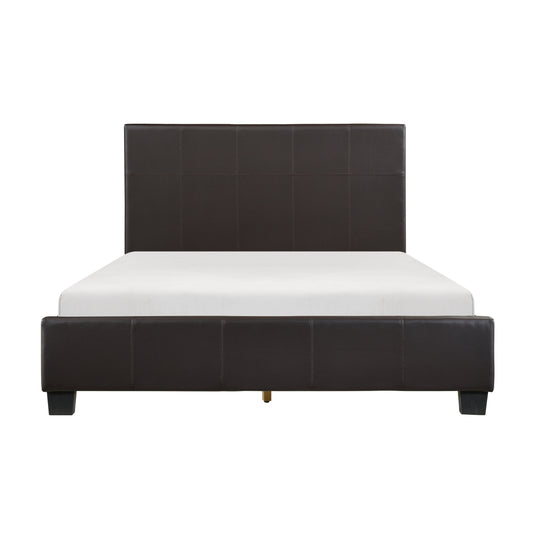 Homelegance Queen Bed Lorenzi Dark Brown Faux Leather Upholstery 2220DBR-1