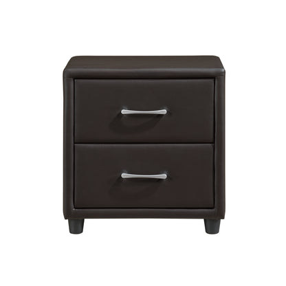 Homelegance Lorenzi Nightstand Dark Brown Faux Leather 2220DBR-4