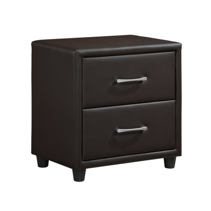 Homelegance Lorenzi Nightstand Dark Brown Faux Leather 2220DBR-4