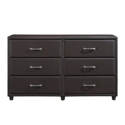 Homelegance Lorenzi Dresser Dark Brown Faux Leather 2220DBR-5