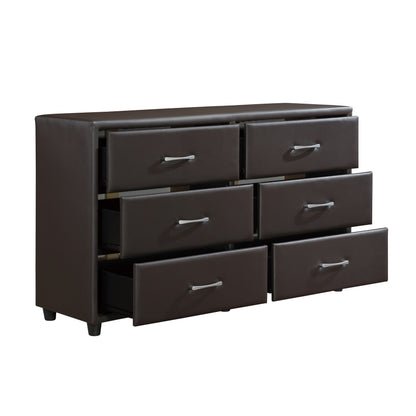 Homelegance Lorenzi Dresser Dark Brown Faux Leather 2220DBR-5