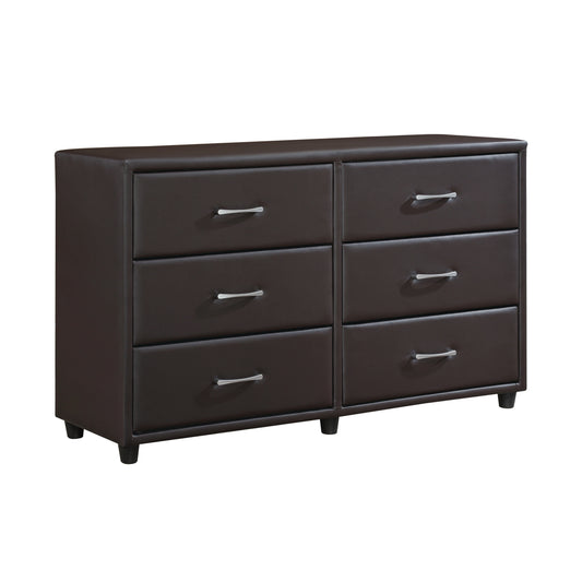 Homelegance Lorenzi Dresser Dark Brown Faux Leather 2220DBR-5