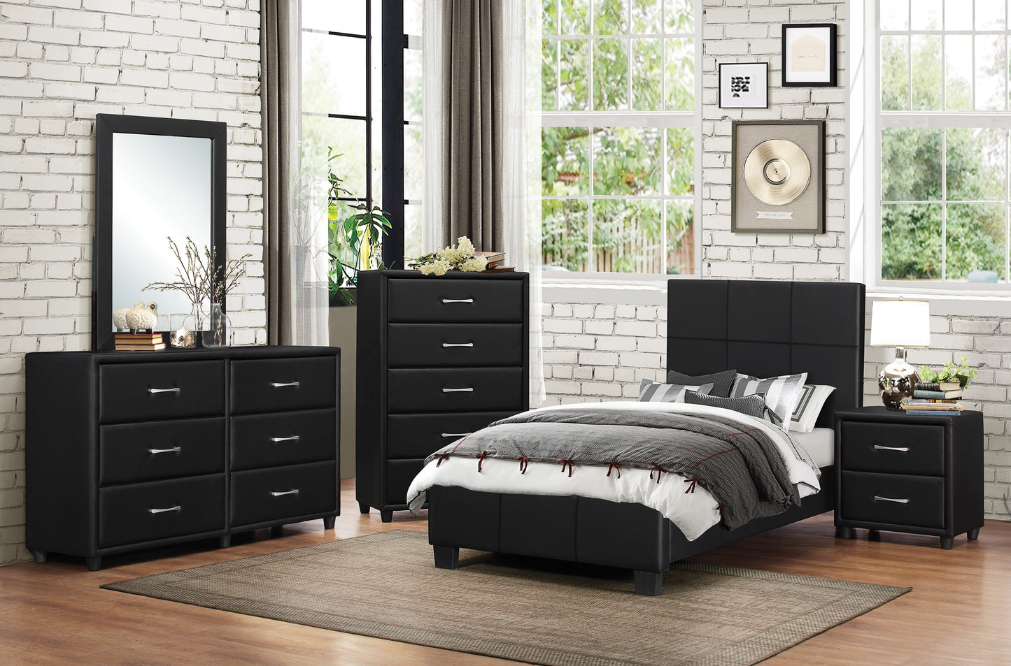 Homelegance Lorenzi Chest Black Faux Leather Sophistication and Style 2220-9
