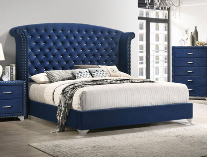 Melody Upholstered California King Wingback Bed Pacific Blue