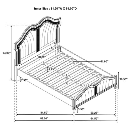 Evangeline Wood Queen LED Panel Bed Silver Oak