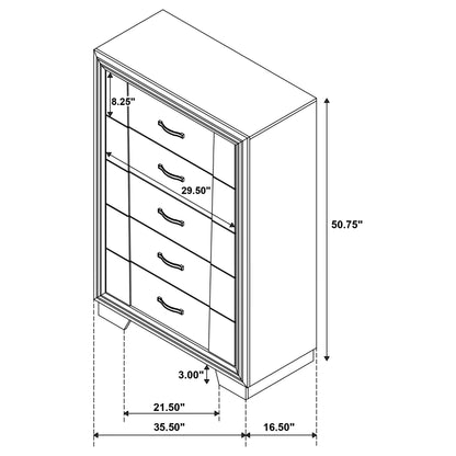 Janine 5-drawer Bedroom Chest Grey