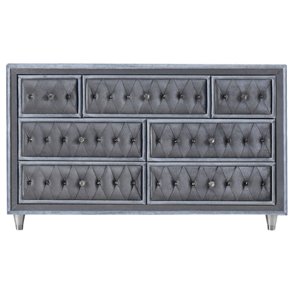 Antonella 7-drawer Upholstered Dresser Grey