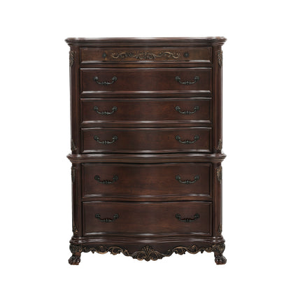Homelegance Deryn Park Chest Cherry Finish with Burl Inlay and Claw Feet 2243-9