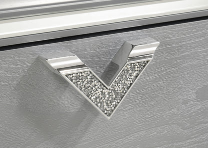 Veronica Wood Eastern King LED Storage Bed Light Silver
