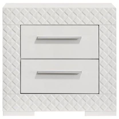 Ives 2-drawer Nightstand Bedside Table White High Gloss