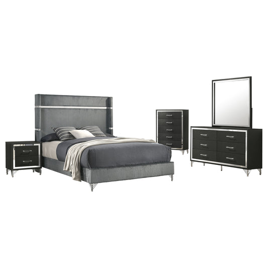 Lucia 5-piece Eastern King Bedroom Set Grey Black