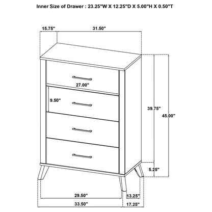 Kaywood 4-drawer Bedroom Chest of Drawers Natural Pine