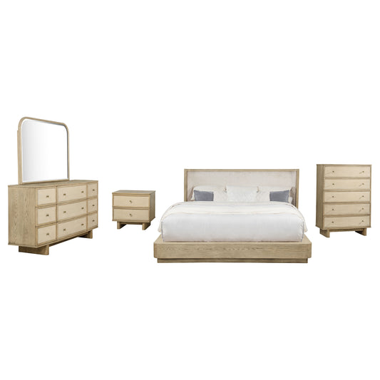 Kailani 5-piece Eastern King Bedroom Set Beige Oak