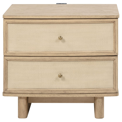 Kailani 2-drawer Nightstand Bedside Table Beige Oak