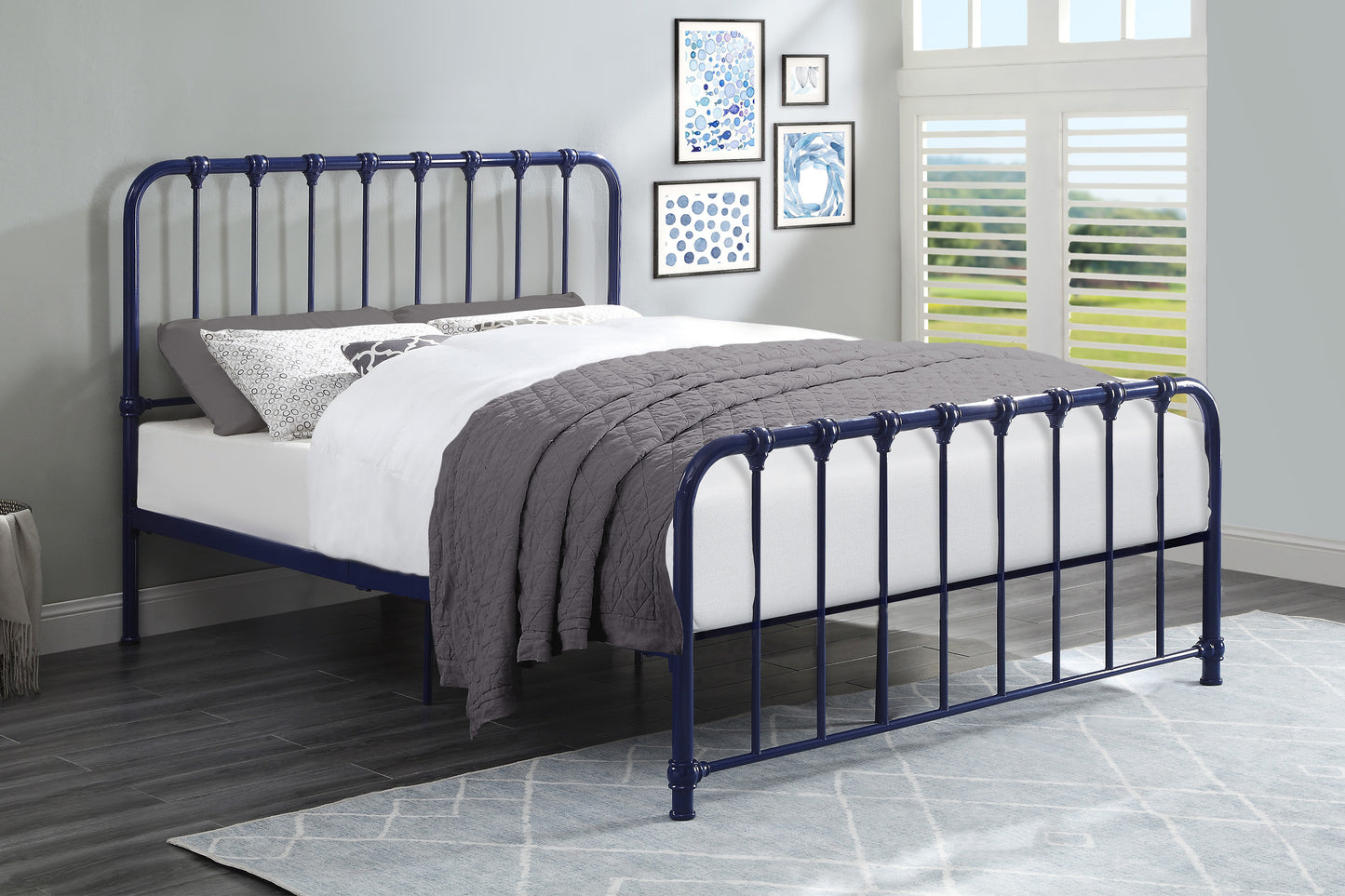 Homelegance Queen Bed Bethany Blue Finish 1571BU-1