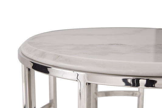 Modrest Silvan Modern Marble and Stainless Steel Coffee Table