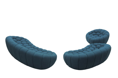 Divani Casa Yolonda Modern Curved Dark Teal Fabric Sofa Set