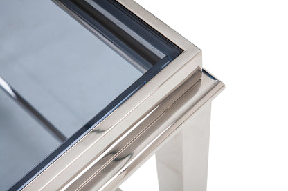 Modrest Agar Modern Glass and Stainless Steel Coffee Table
