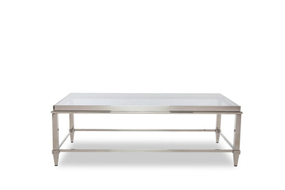 Modrest Agar Modern Glass and Stainless Steel Coffee Table
