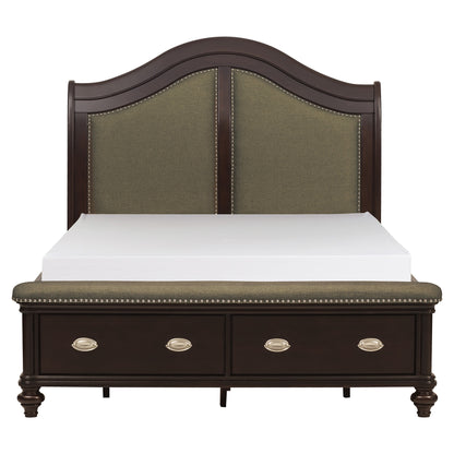 Homelegance Marston Queen Bed Dark Cherry Finish with Storage 2615DC-1