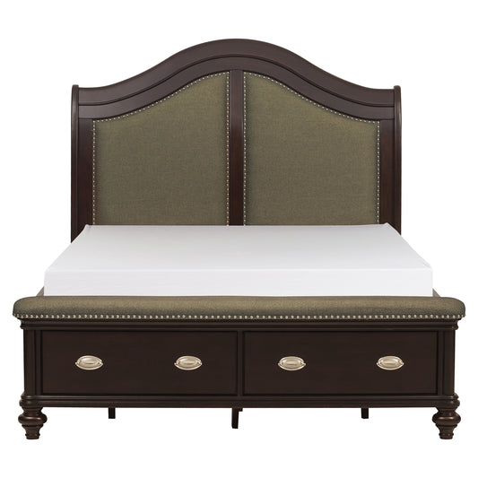 Homelegance Marston Queen Bed Dark Cherry Finish with Storage 2615DC-1