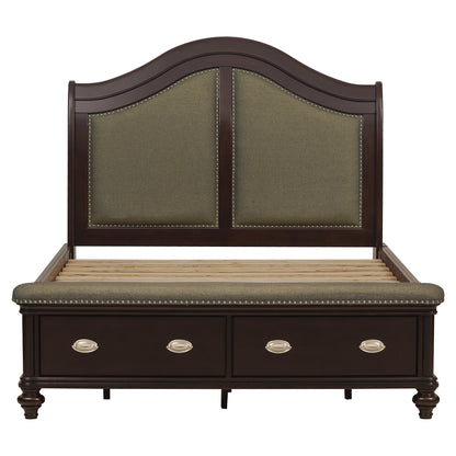 Homelegance Marston Queen Bed Dark Cherry Finish with Storage 2615DC-1