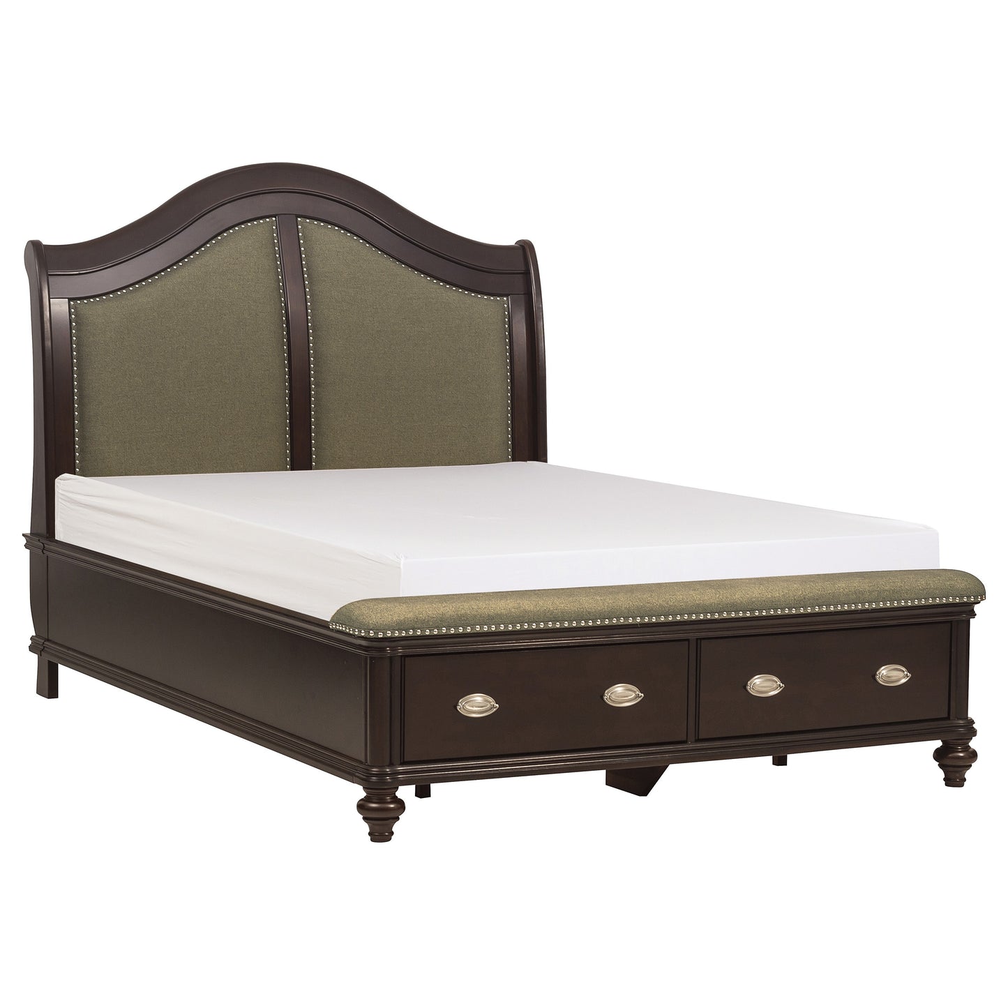 Homelegance Marston Queen Bed Dark Cherry Finish with Storage 2615DC-1
