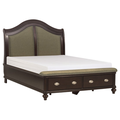 Homelegance Marston Queen Bed Dark Cherry Finish with Storage 2615DC-1