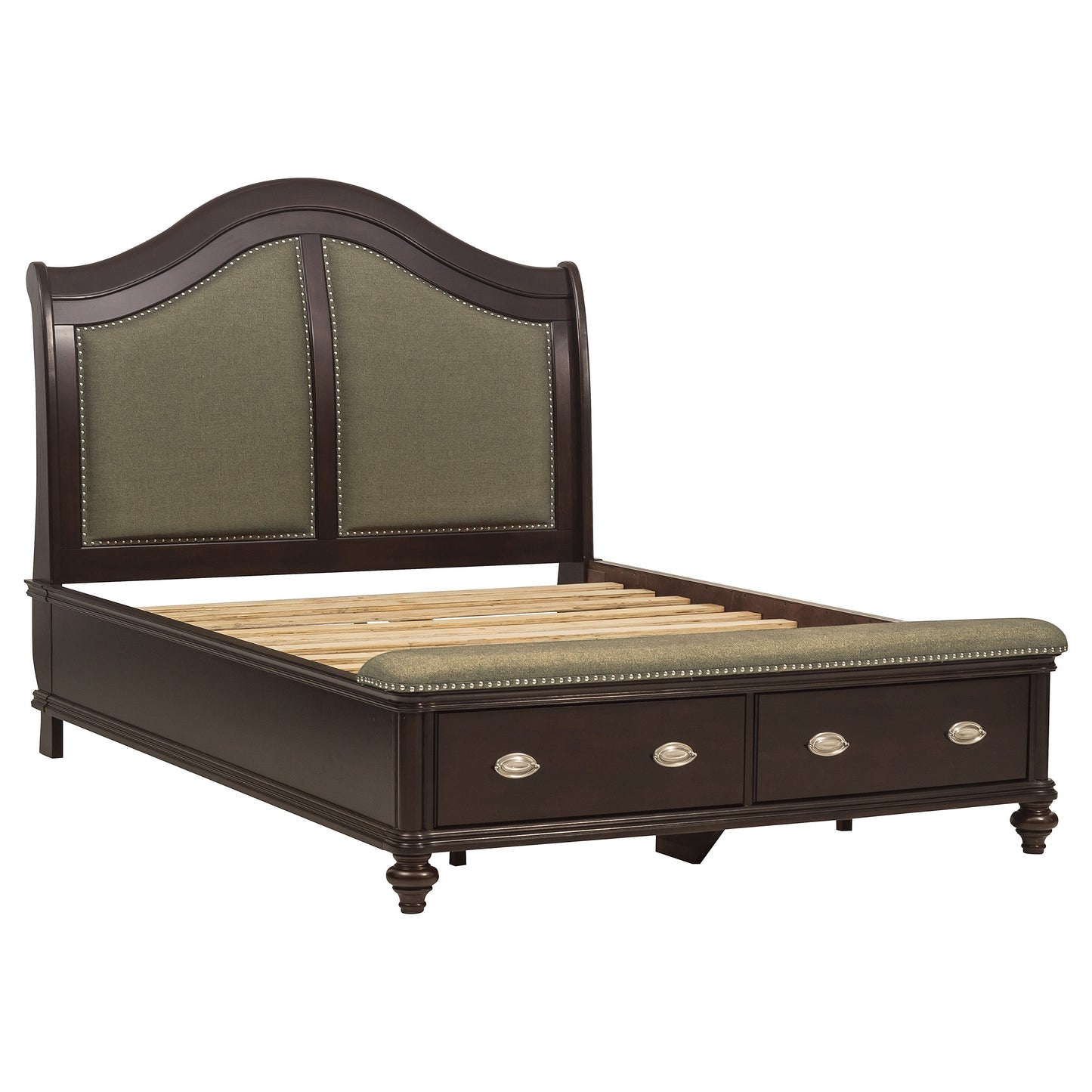 Homelegance Marston Queen Bed Dark Cherry Finish with Storage 2615DC-1