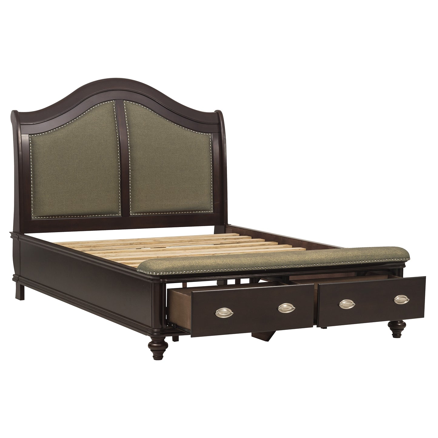 Homelegance Marston Queen Bed Dark Cherry Finish with Storage 2615DC-1
