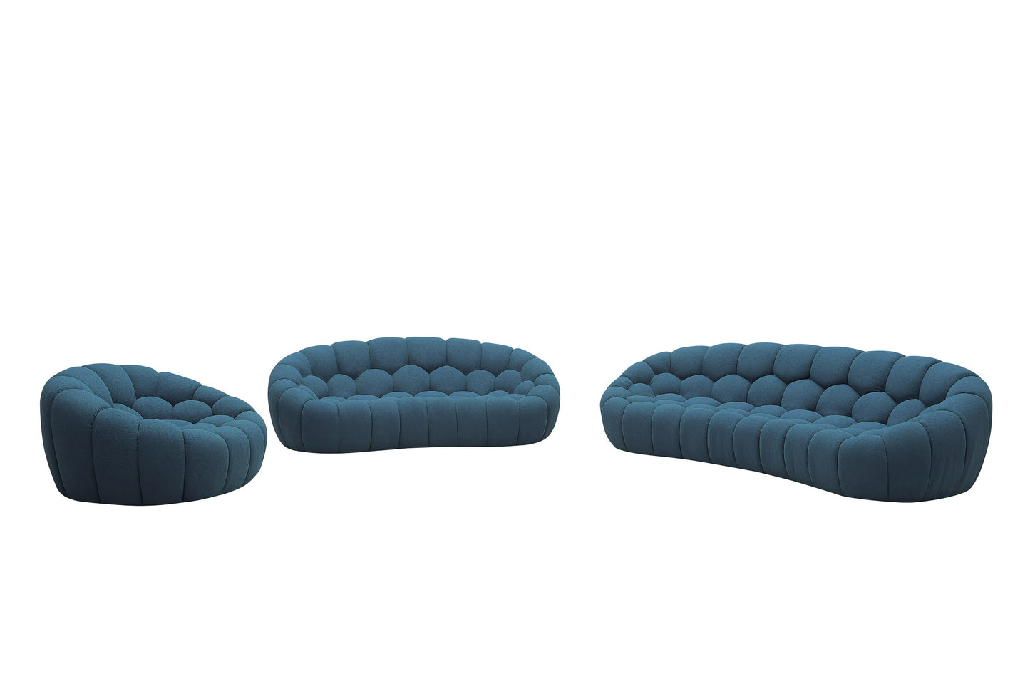Divani Casa Yolonda Modern Curved Dark Teal Fabric Sofa Set