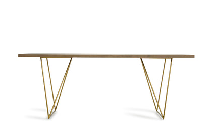 Modrest Marcia Mid-Century Tobacco and Antique Brass Dining Table
