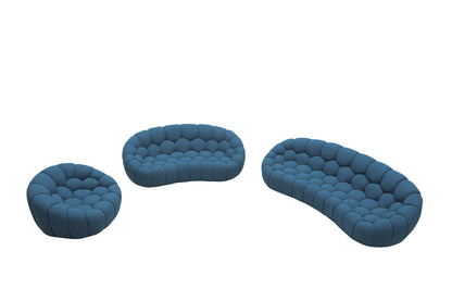 Divani Casa Yolonda Modern Curved Dark Teal Fabric Sofa Set