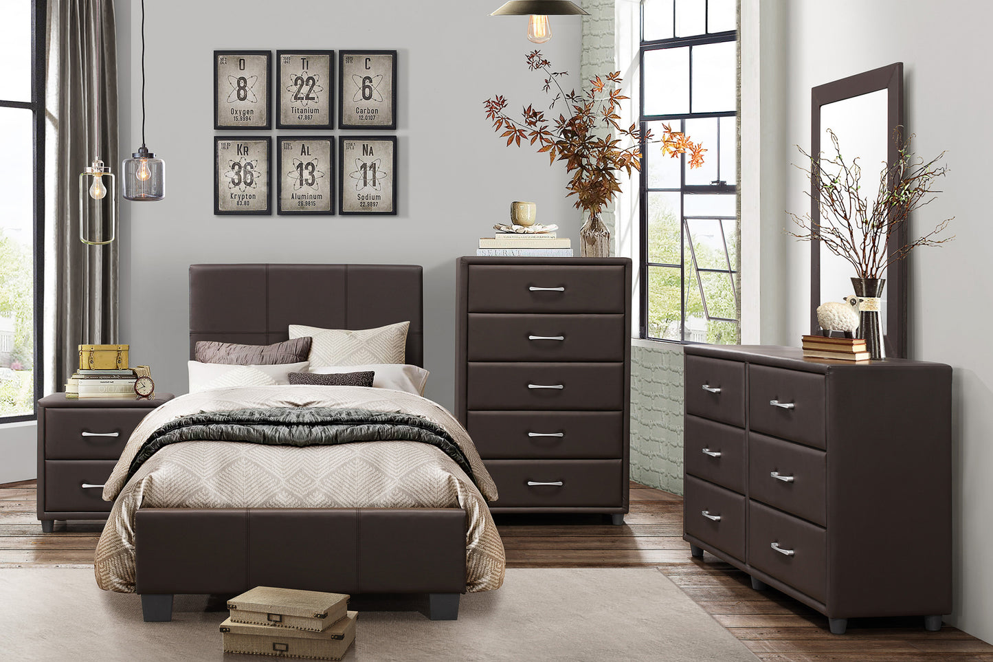 Homelegance Chest Lorenzi Dark Brown Faux Leather Sophistication 2220DBR-9