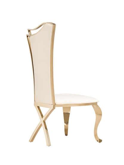 Modrest Bonnie Modern Beige Velvet and Champagne Gold Dining Chair