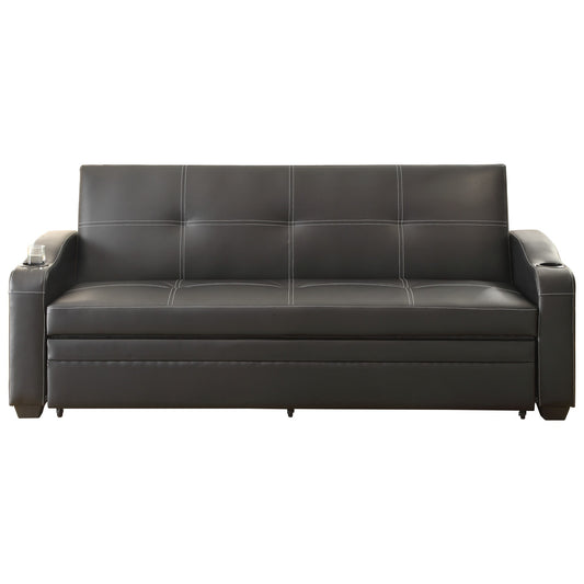 Homelegance Marcelo Black Faux Leather Sectional Sofa with Sleeper 4838