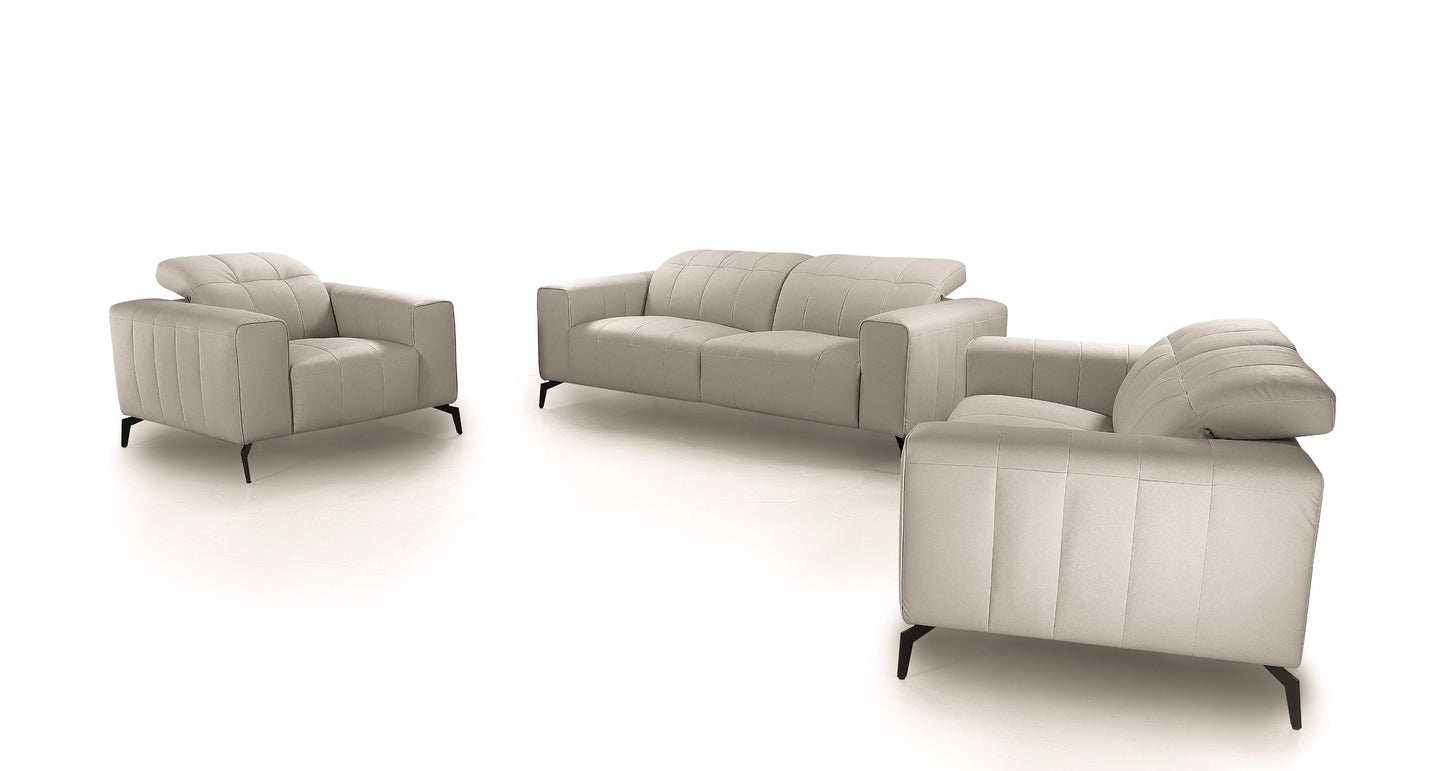 Divani Casa Wayne Modern Light Grey Leather Sofa Set