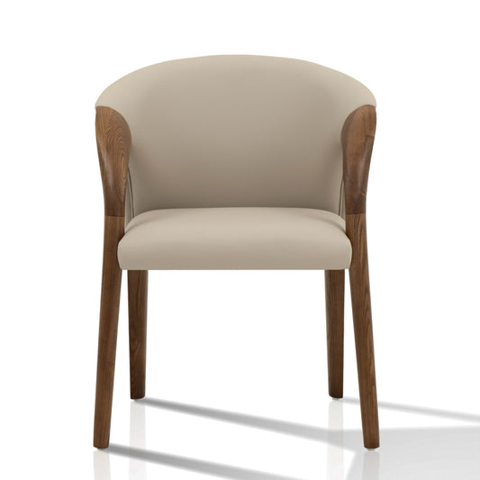 Modrest Wynetta Mid-Century Modern Grey Vegan Leather Walnut Dining Chair
