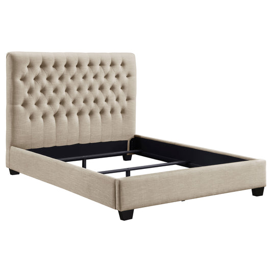 Chloe Upholstered Eastern King Panel Bed Oatmeal