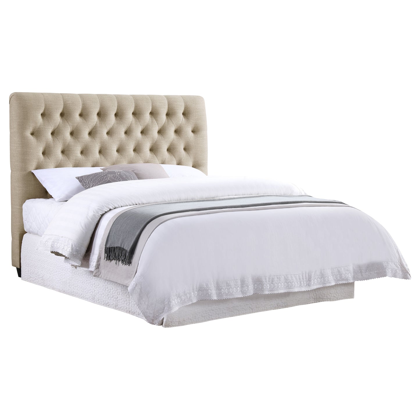 Chloe Upholstered Queen Panel Headboard Oatmeal