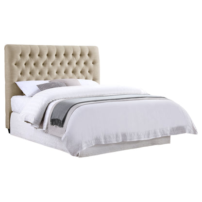 Chloe Upholstered Queen Panel Headboard Oatmeal