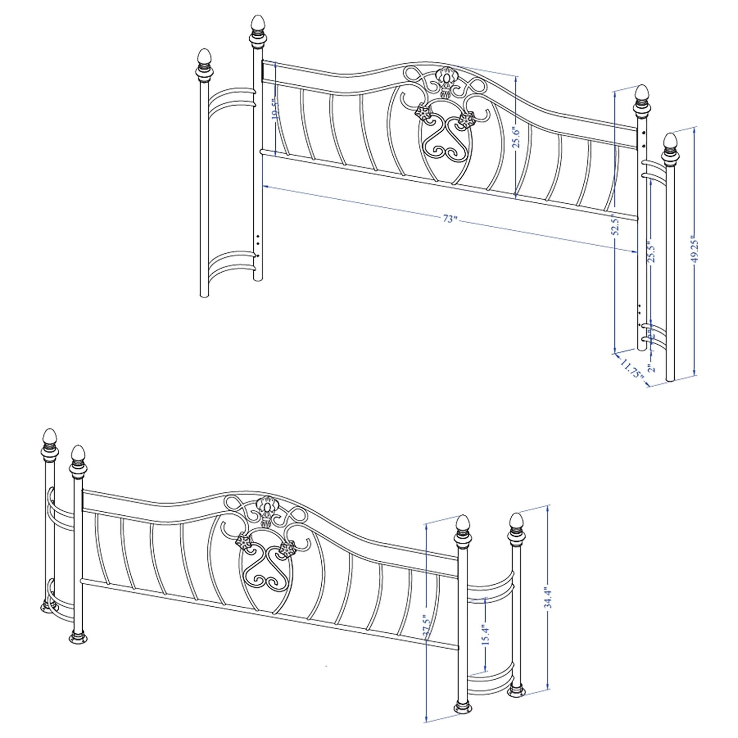 Sydney Metal Eastern King Open Frame Bed Brushed Gold