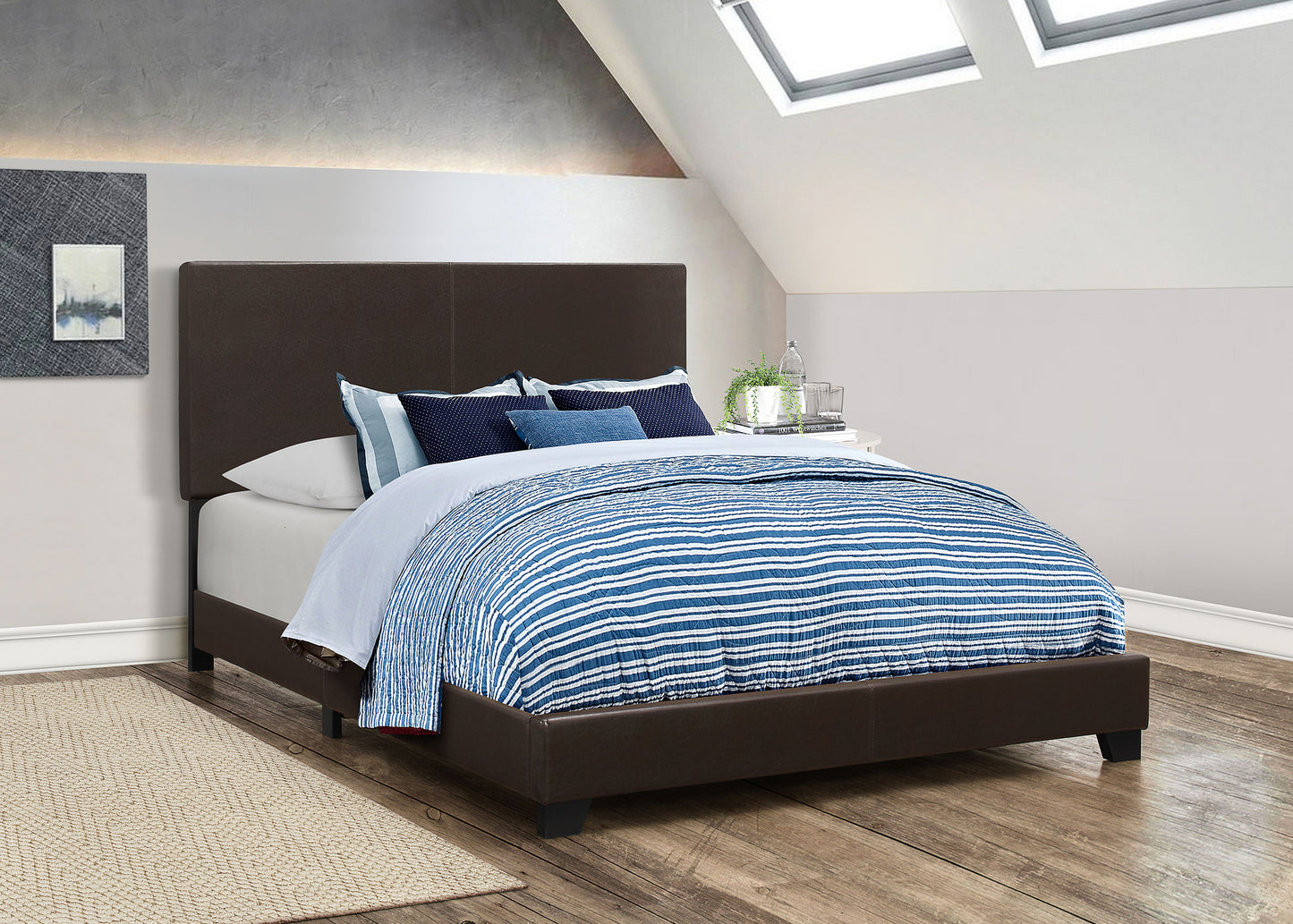 Dorian Upholstered California King Panel Bed Brown