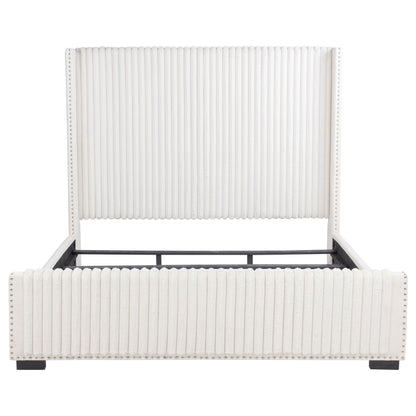 Natasha 65-inch Upholstered Eastern King Wingback Bed Cream