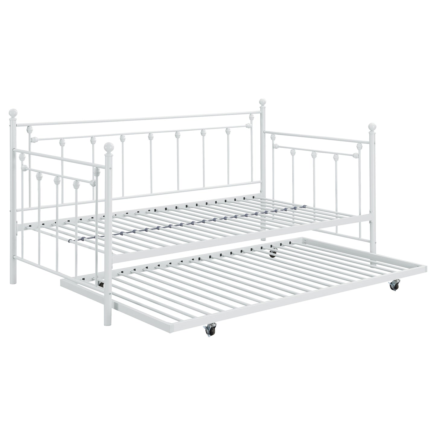 No Foundation/Box Spring Requiredcus Metal Twin Daybed with Trundle White