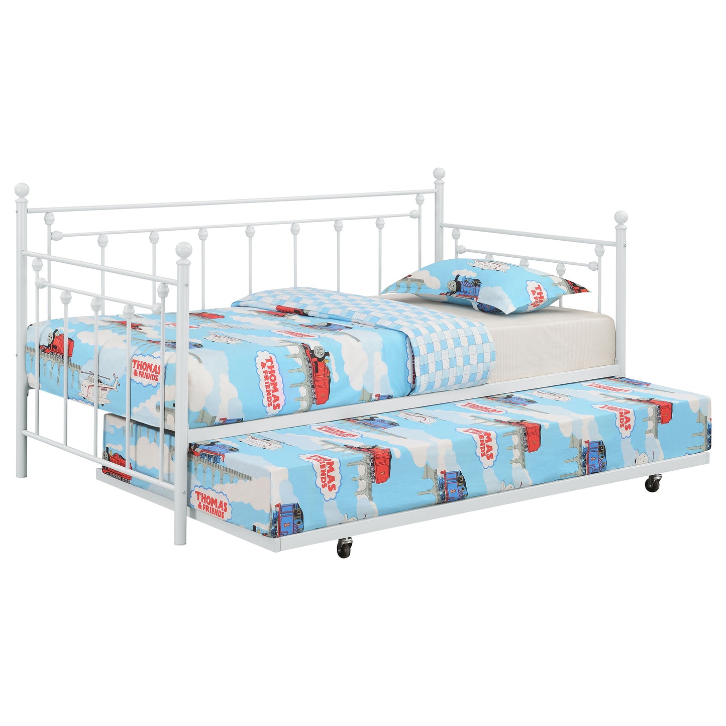 No Foundation/Box Spring Requiredcus Metal Twin Daybed with Trundle White