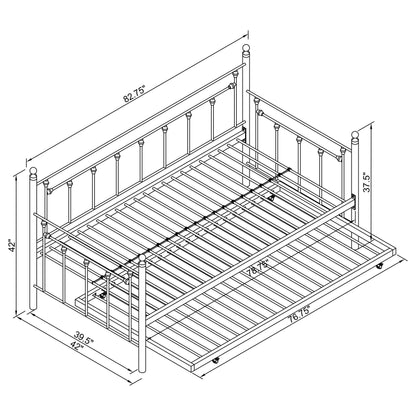 No Foundation/Box Spring Requiredcus Metal Twin Daybed with Trundle White