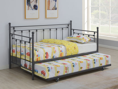 No Foundation/Box Spring Requiredcus Metal Twin Daybed with Trundle Gunmetal