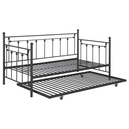 No Foundation/Box Spring Requiredcus Metal Twin Daybed with Trundle Gunmetal