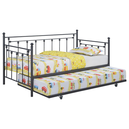 No Foundation/Box Spring Requiredcus Metal Twin Daybed with Trundle Gunmetal